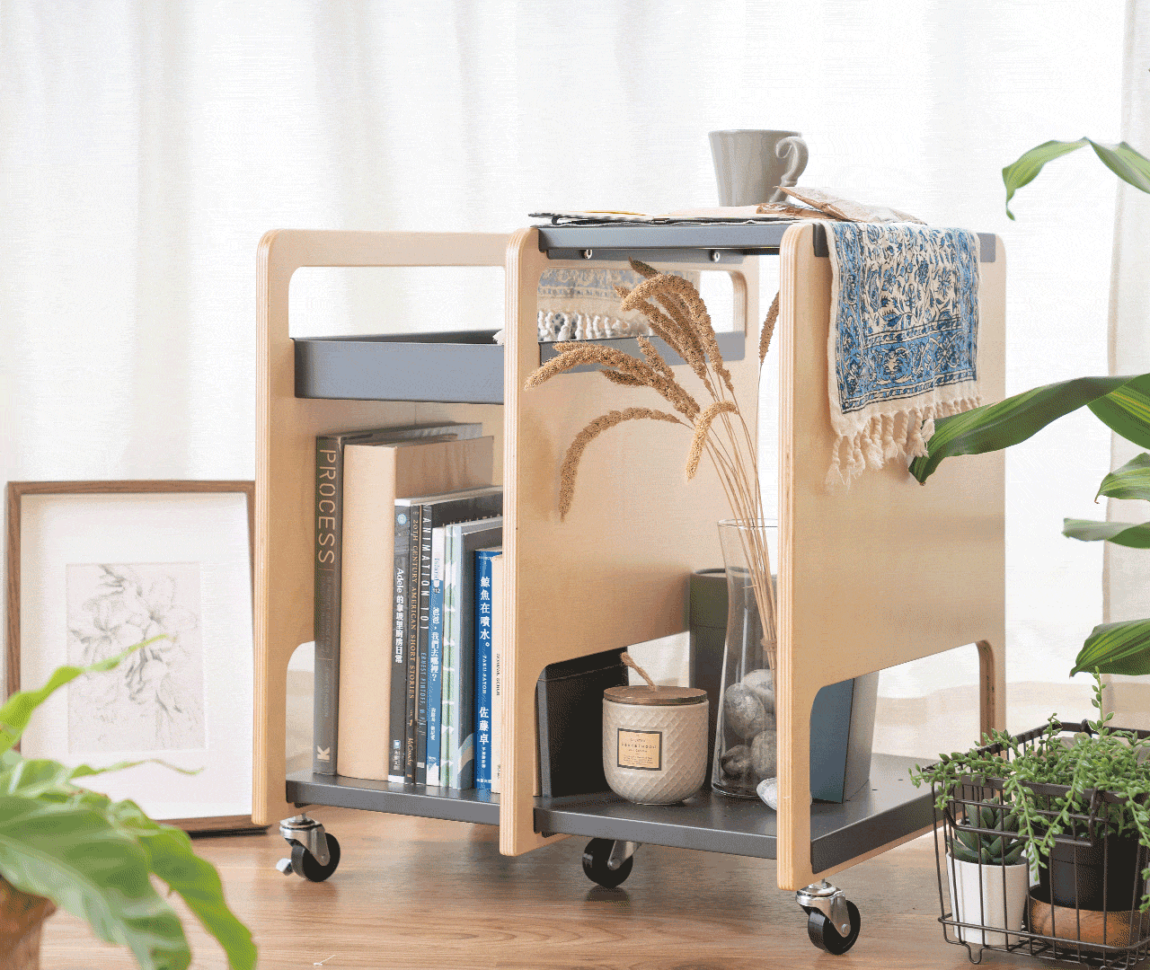 走走家具 - (7/20後出貨)走走移動邊架-清新白 (48.7 / 43 / 55 (cm))