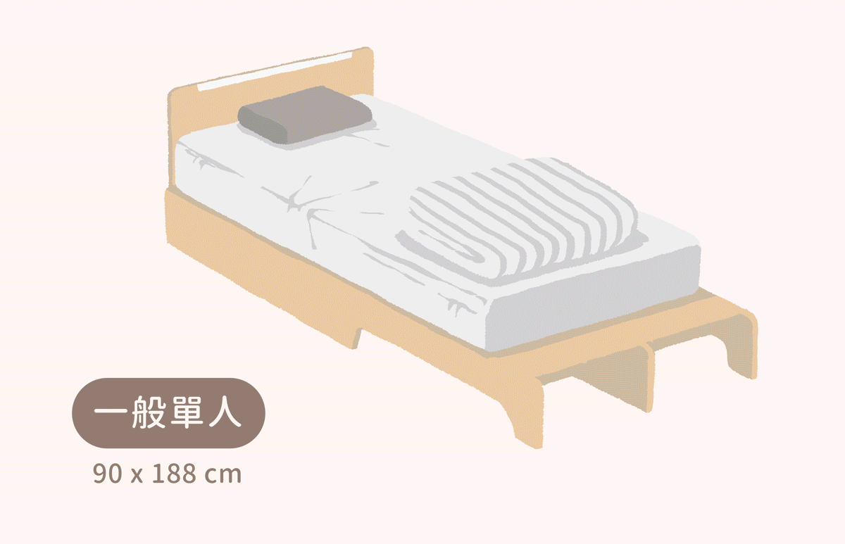 走走家具 - 模組單人加大床架-清新白 (105 / 217 / 66 (cm);座高 24 (cm))