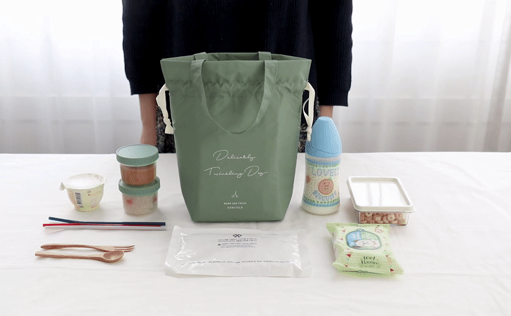 韓國 Conitale - 保冷保溫束口小提袋/便當袋-深灰