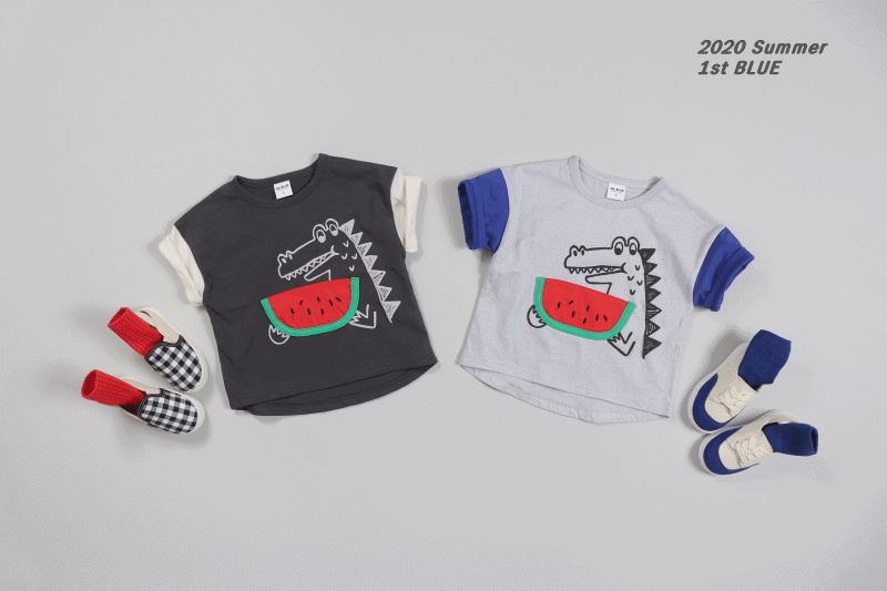 韓國 First Blue - 大海鯨魚T-白