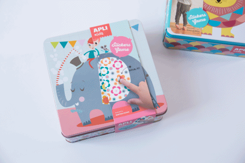 西班牙 APLI - 藝術家貼紙畫-入門-底圖16張+形狀貼紙10張+收納鐵盒1個