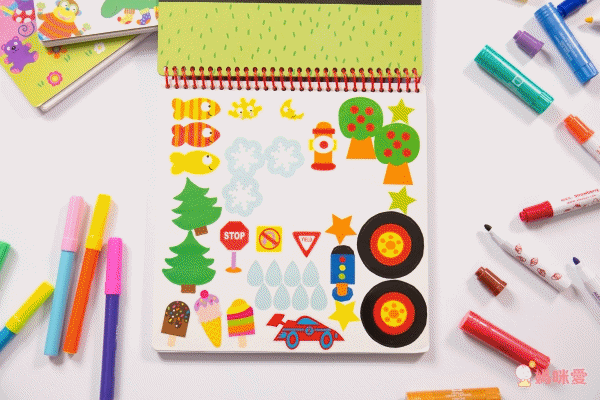 美國 ALEX - 【獨家男孩畫好畫滿繪畫組】-我的旅行塗鴉本我的朋友+我的旅行塗鴉本交通+學前練寫本abc&123+神奇變色筆+水果香味彩色筆(8色)