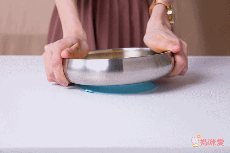 清洗零死角、耐用不怕刮!【美國little.b】316雙層不鏽鋼吸盤碗