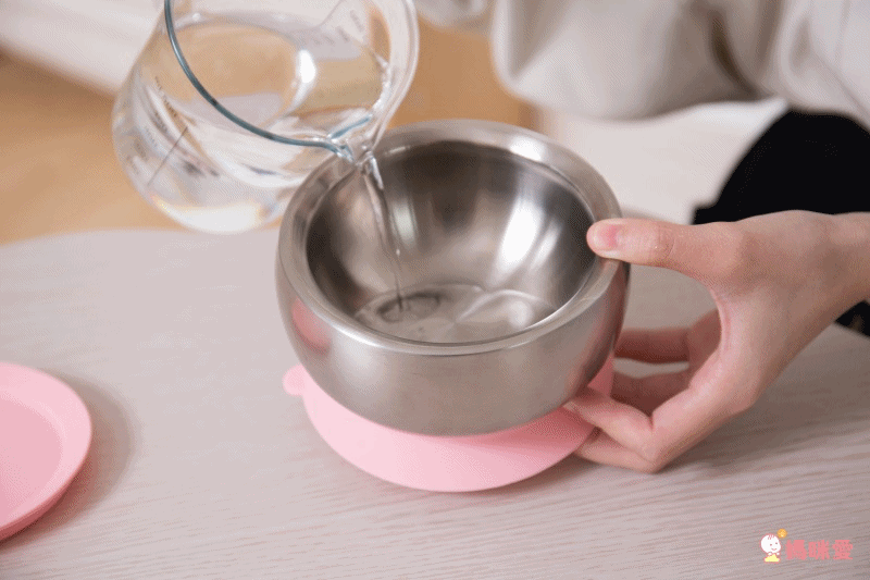 美國little.b - 316雙層不鏽鋼吸盤碗-甜美粉-(碗*1, 上蓋*1, 吸盤*1)