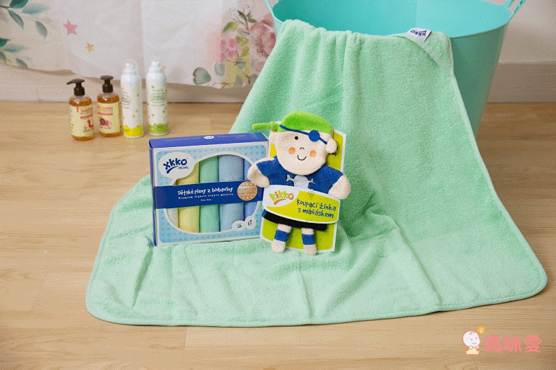 XKKO 故事洗澡手套、帶帽浴巾、洗澡斗篷、紗布巾