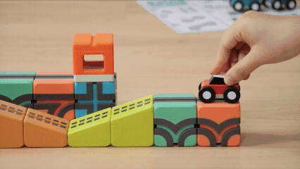 Qbi - 益智磁吸軌道玩具-成長探索系列-兒童同樂組-[獨家送]經典方塊4入擴充包(顏色隨機)