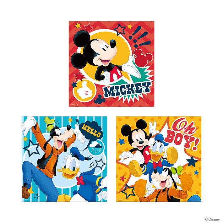 ディズニー ミッキーマウス ハンカチーフ 3枚組 ハピネスポップ柄 [No.2065026400] 新入学文具 [M便 1/1] シブヤ文具 - 通販  - PayPayモール