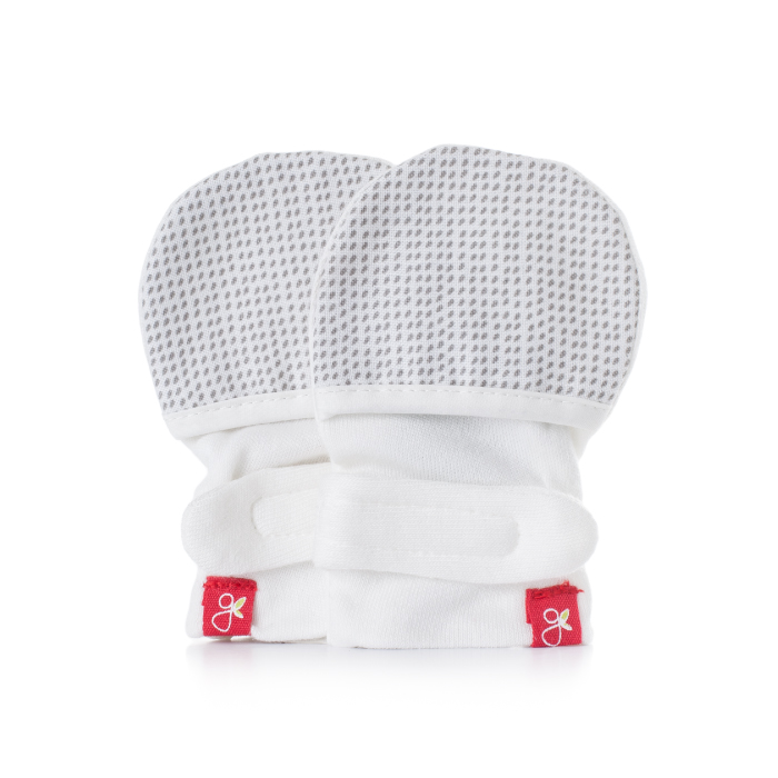 美國 GOUMIKIDS - 有機棉手套2入組組合禮盒-灰色點點+愛心小樹