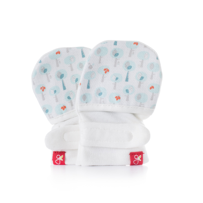 美國 GOUMIKIDS - 有機棉手套2入組組合禮盒-灰色點點+愛心小樹