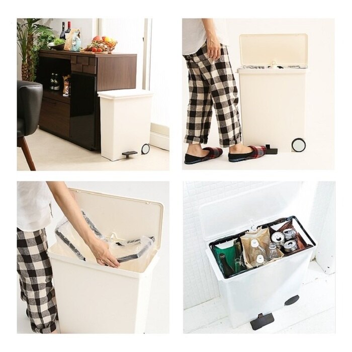 日本 LIKE IT - 橫向式分類垃圾桶-紅色-25L