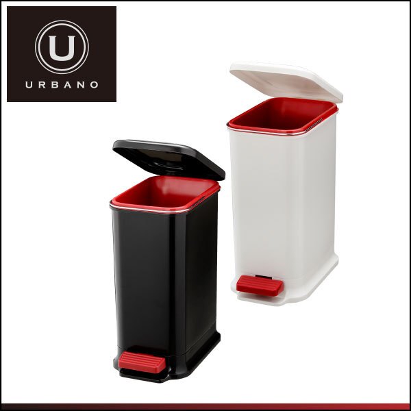 日本 RISU - URBANO 腳踏式垃圾桶-白色-13L