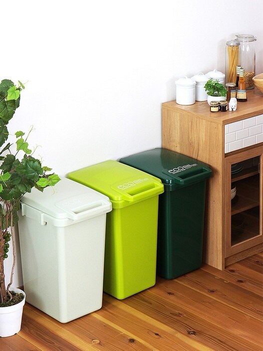 日本 RISU - 森林系列連結式環保垃圾桶-深綠色-45L