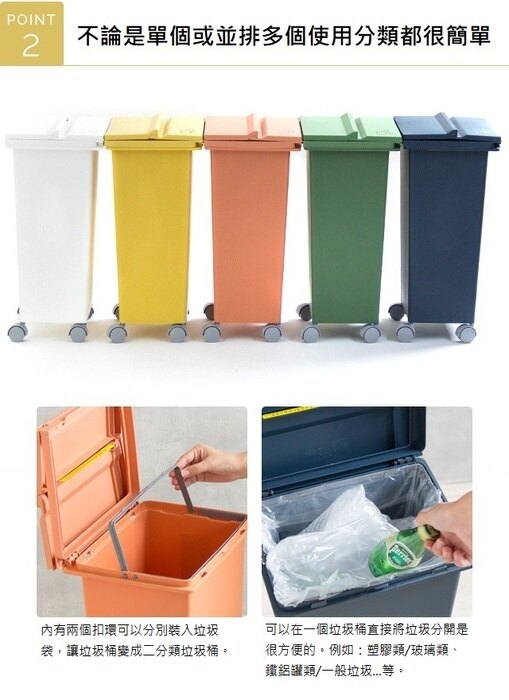 日本 eco container style - 三段式掀蓋質感垃圾桶-黃色-21L