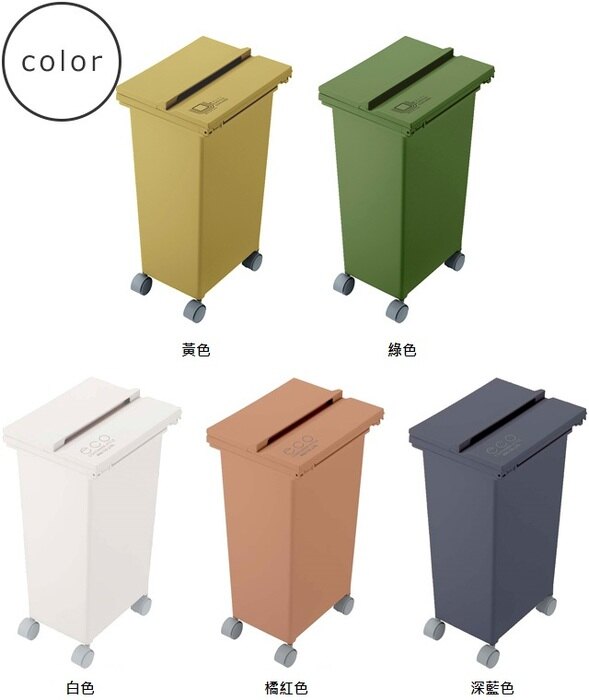 日本 eco container style - 三段式掀蓋質感垃圾桶-藍色-21L