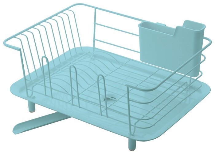 日本 LIBERALISTA - 餐具收納瀝水籃-Tiffany 藍綠 (大)