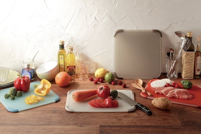 日本 LIBERALISTA - 抗菌雙面砧板-橘紅色-方形