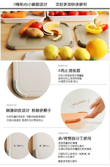 日本 LIBERALISTA - 抗菌雙面砧板-橘紅色-長方形