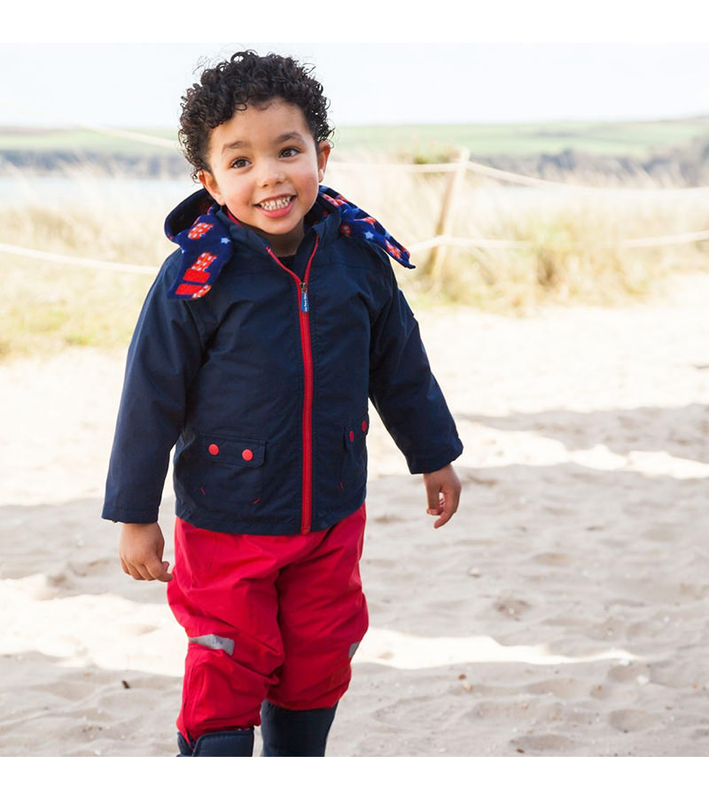 英國 JoJo Maman BeBe - 四合一多功能防水保暖外套-紅巴士