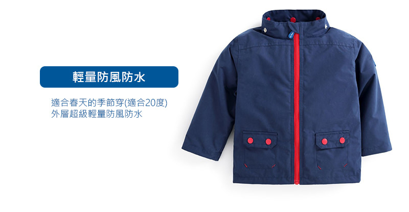 英國 JoJo Maman BeBe - 四合一多功能防水保暖外套-紅巴士