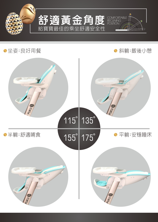 PUKU 藍色企鵝 - Egg多功能成長型高腳餐椅-葡萄紫