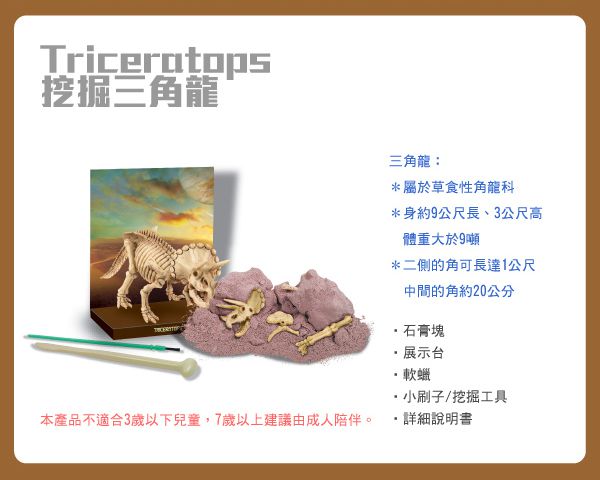 香港4M創意玩具 - 挖掘三角龍 Triceratops Skeleton