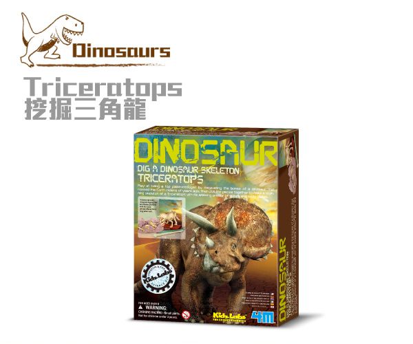 香港4M創意玩具 - 挖掘三角龍 Triceratops Skeleton