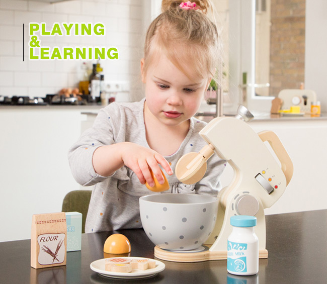 荷蘭 New Classic Toys - 木製家家酒攪拌機-優雅白