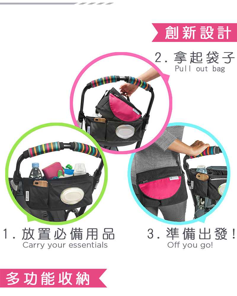 Choopie - CityStroll二合一推車置物袋-櫻桃粉