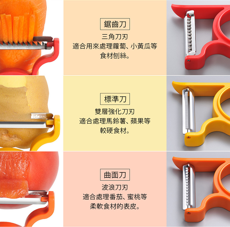 日本AUX - 燕三条三刀頭削皮器組(紅) (8.5×6.5×4.2cm)