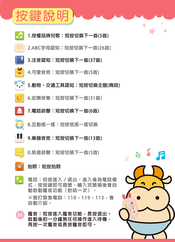 小牛津 - 萌萌兔小手機(草莓粉)-小手機+USB線+使用說明