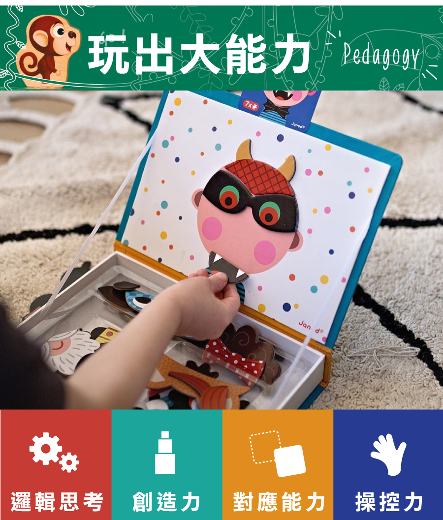 法國Janod - 【熱賣】磁鐵遊戲書-有趣的臉