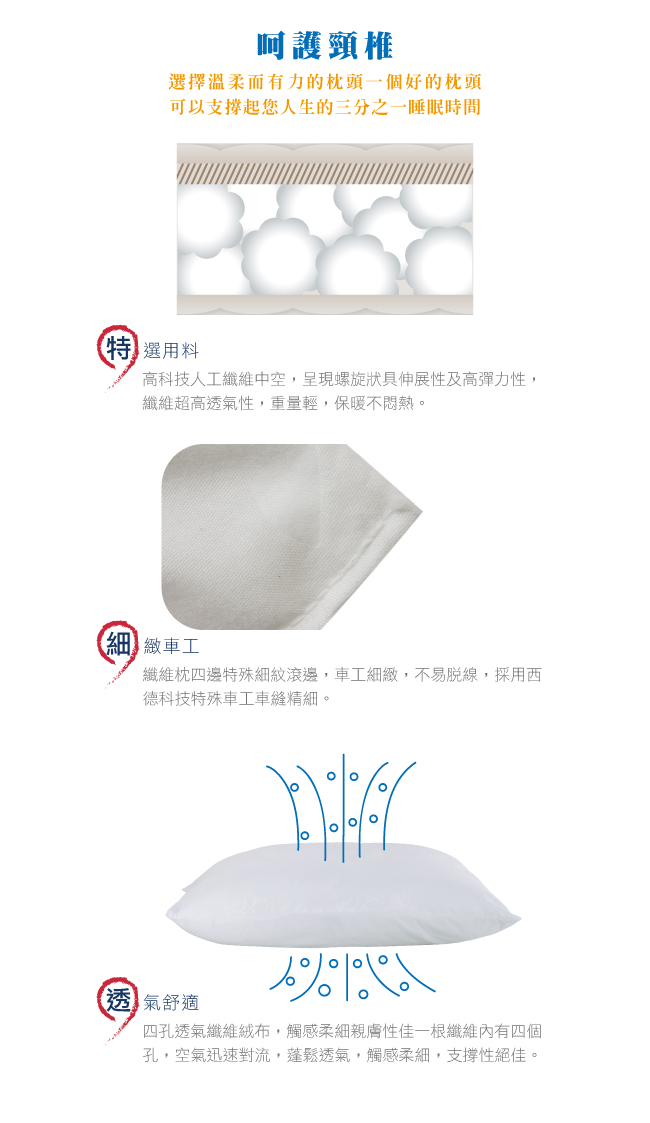 鴻宇 HongYew - 防螨抗菌100%美國棉兒童纖維枕-心心象印-1851