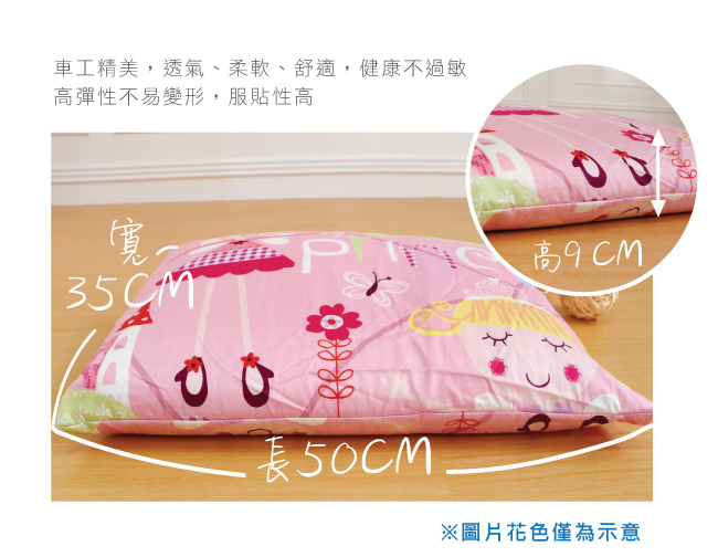 鴻宇 HongYew - 防螨抗菌100%美國棉兒童標準型天然乳膠枕-恐龍公園-1896-藍