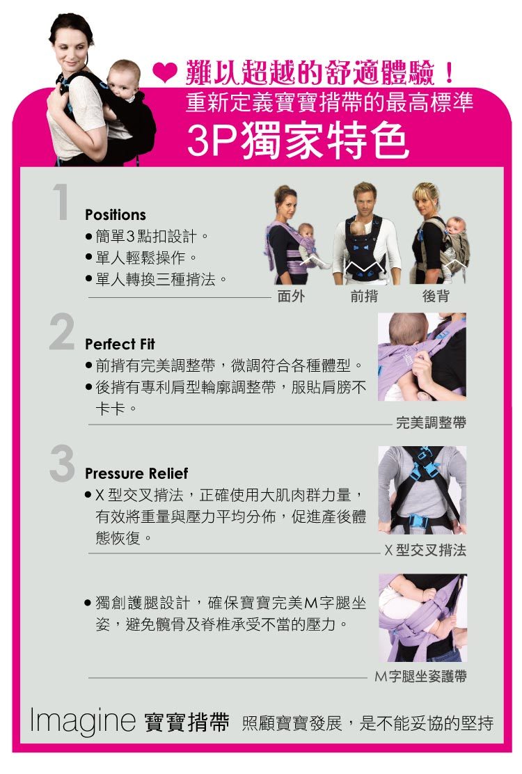 英國 WMM - Imagine 3P3 式寶寶揹帶-典藏款-深邃藍