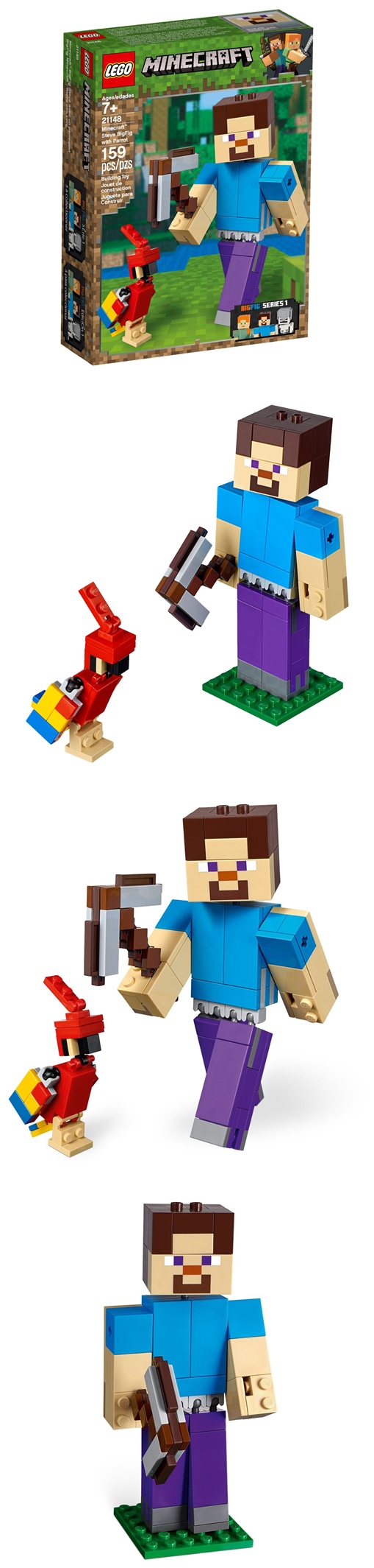 樂高 LEGO - 樂高 Minecraft Micro World 系列 - Minecraft™ Steve BigFig with Parrot 21148-159pcs