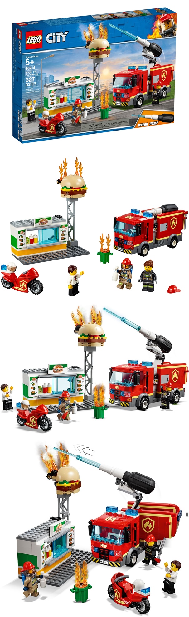 樂高 LEGO - 樂高 CITY 城市消防系列 - 漢堡餐廳火災救援 60214-327pcs