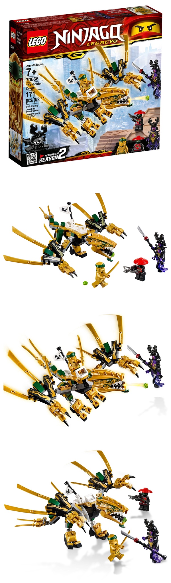樂高 LEGO - 樂高 NINJAGO 旋風忍者系列 - 黃金龍 70666-171pcs