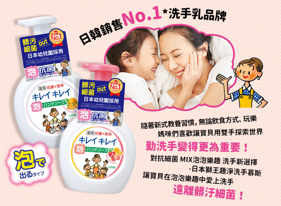 日本 LION 獅王 - 趣淨抗菌洗手慕斯組合 2罐柑橘(250mlx2)
