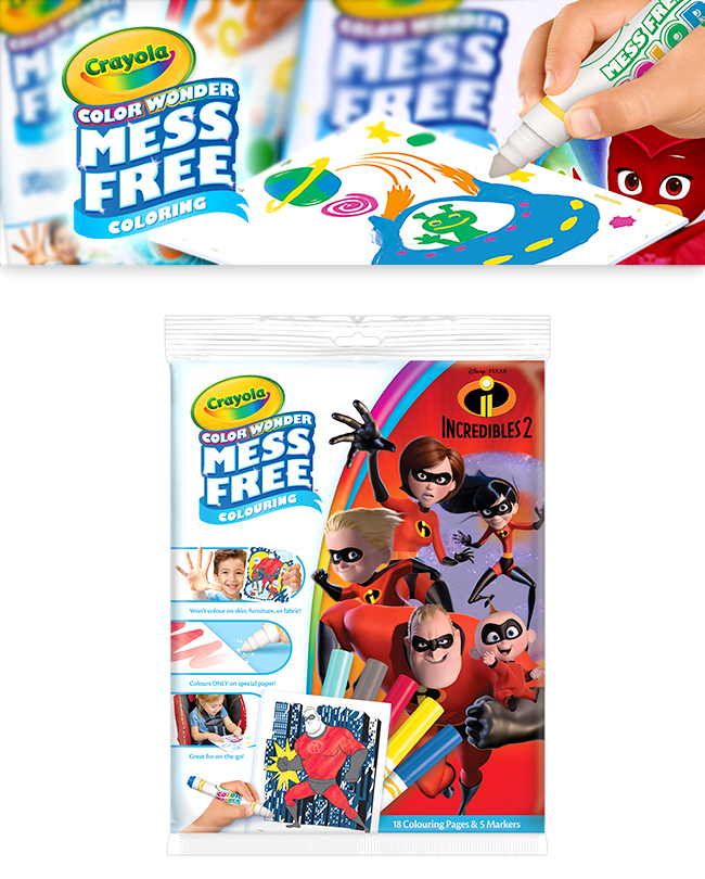 Crayola繪兒樂 - 【超值優惠組】筆刷與空白紙24頁+神彩著色套裝-超人特攻隊2