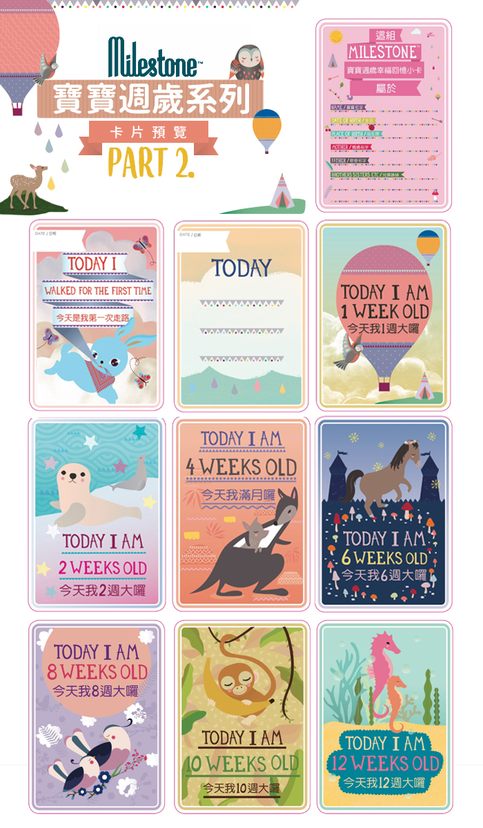 荷蘭 MILESTONE - 寶寶週歲幸福回憶小卡(中英文版)