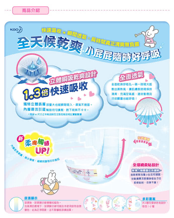 花王 - 妙而舒瞬吸舒爽紙尿褲 (XL)-(44+2)片x3 限量彩盒版