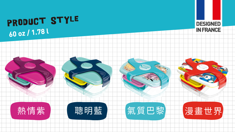 法國MAPED - 輕鬆開兒童子母餐盒-聰明藍-1.78L