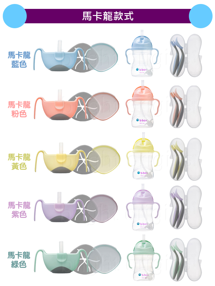 澳洲 b.box - 專利湯匙叉子組-馬卡龍黃