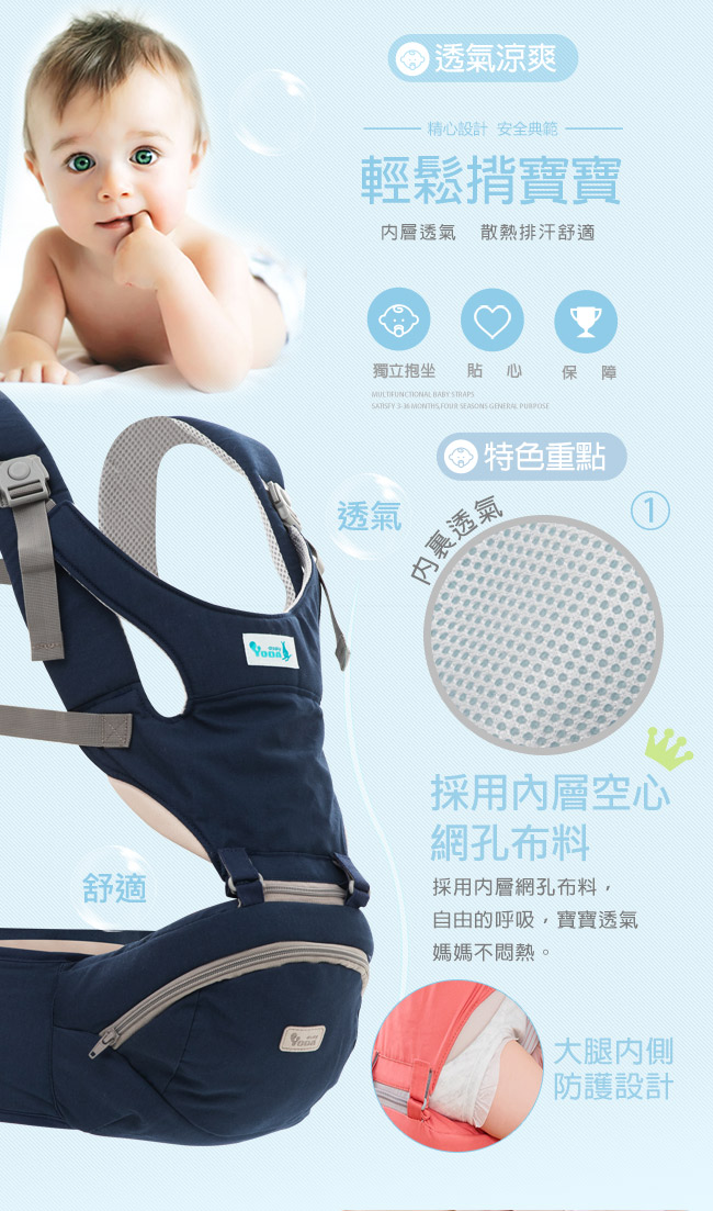 YODA - YoDa 二階段輕巧儲物座椅式揹帶-二階段輕巧-活力橘-3M~36M (約20kg)