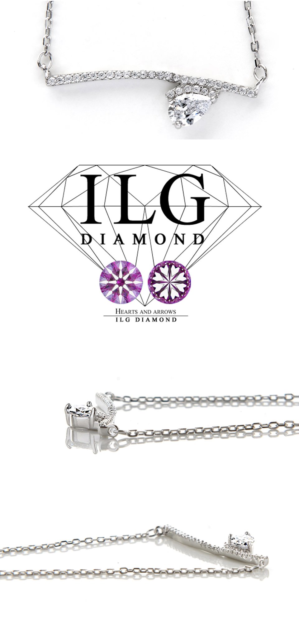 美國ILG鑽飾 - Love 一心一意 主鑽0.25克拉 項鍊- 頂級美國ILG Diamond，媲美真鑽亮度的鑽飾【NC174】-加贈高級珠寶級絨布盒1個-外國抗敏材質電鍍頂級白K金色 (鏈長16寸)