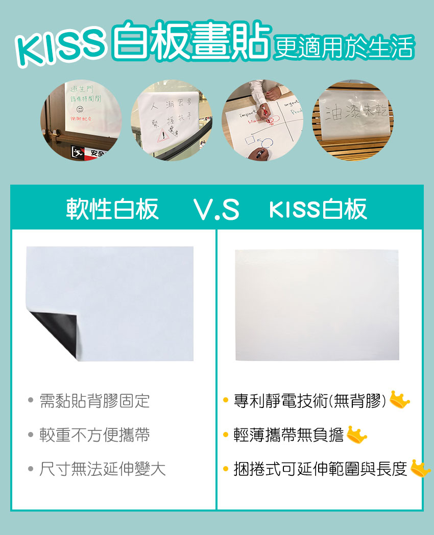 KISS貼貼-靜電白板畫畫魔術貼