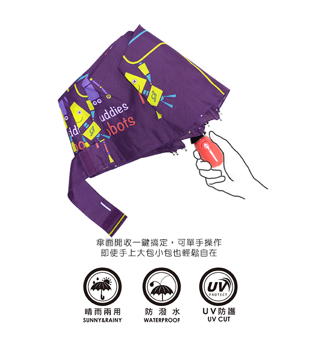 Rainstory - 抗UV隨身自動傘-水果花朵(紅)-自動開收傘