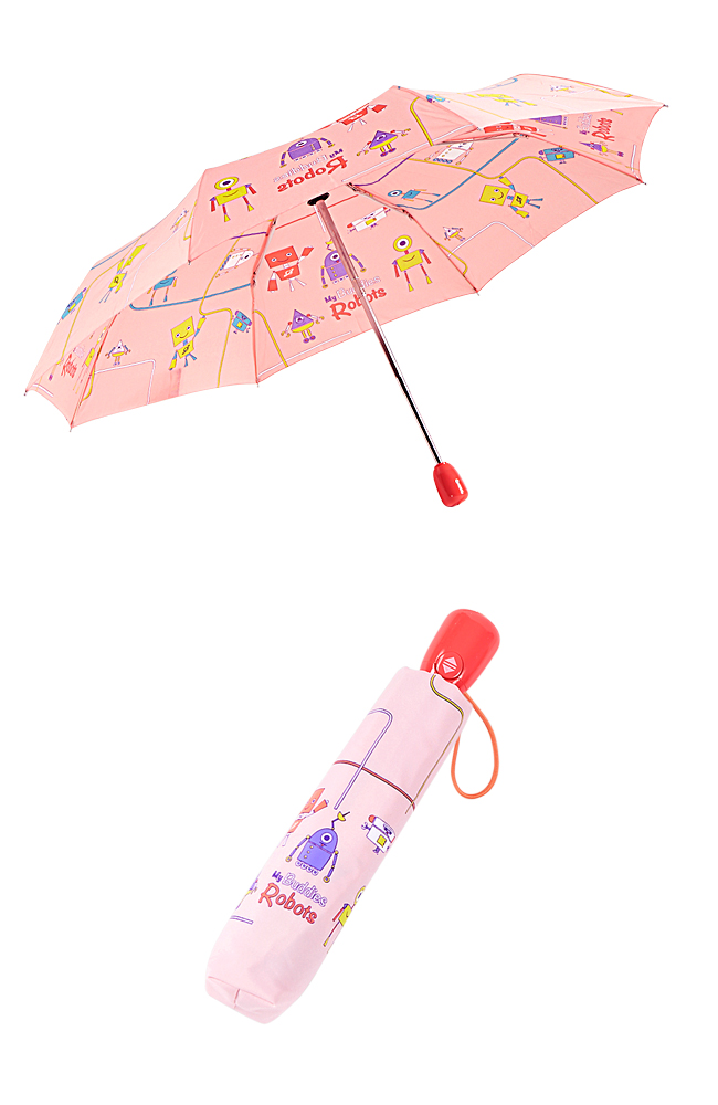 Rainstory - 抗UV隨身自動傘-機器人(粉)-自動開收傘