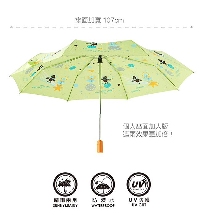Rainstory - 抗UV個人加大自動傘-變形昆蟲(米)-自動開收傘