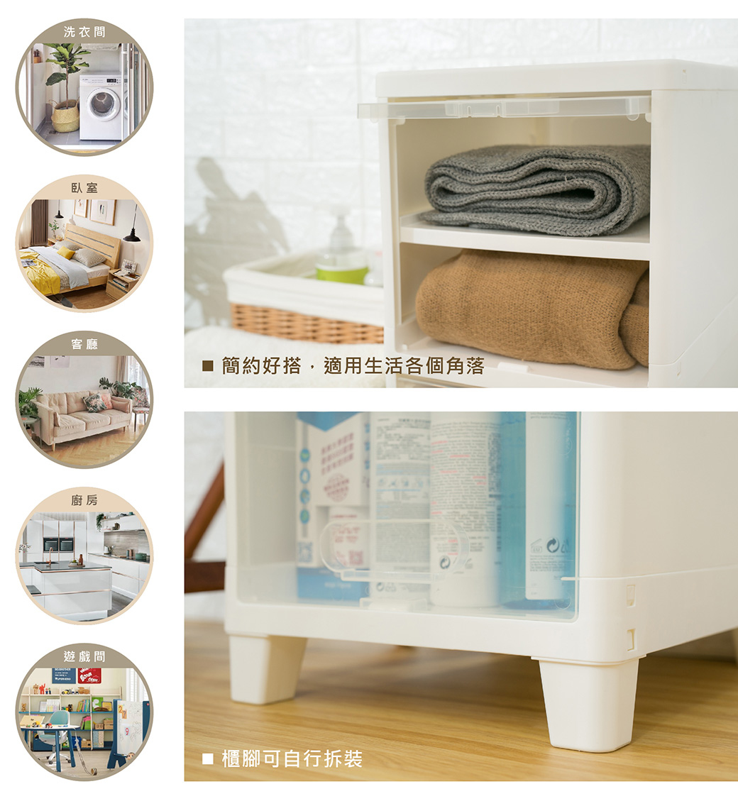 大象平方 - 直立式三層收納櫃87L【1入】-40*30*90cm